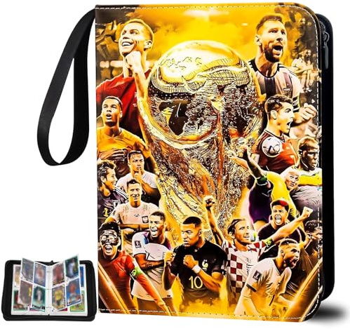 Fußball Karten Sammelalbum, Sammelkarten Album, Fußballkarten Sammelalbum für Karten, 50 Seiten 400 Taschen, Sammelmappe, Karten Ordner Heft, Card Binder, für Card Sammeln und Tauschen (Gelb 400)
