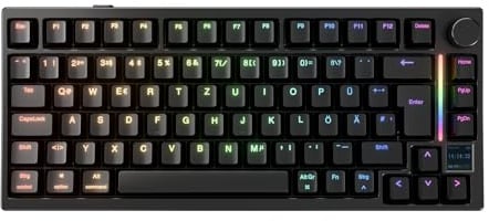 GK GAMAKAY TK75 TMR Rapid Trigger Gaming Tastatur QWERTZ (ISO-DE Layout) | TFT Bildschirm, 8K Polling Rate BT/2.4GHz/USB-C 0,01mm RT Hall Effekt kabellose Tastatur, Schwarz, Magnetic Phoenix Switch V3
