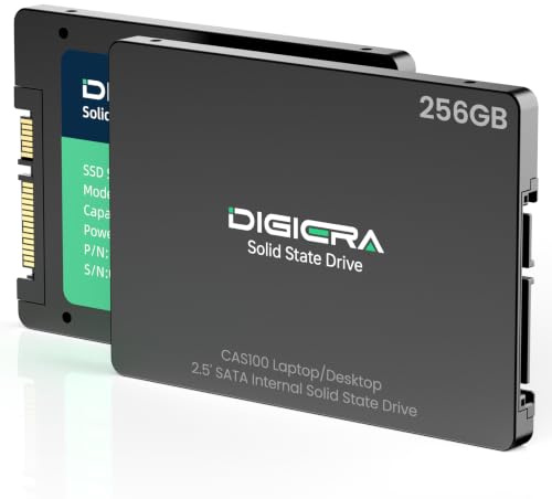 DIGIERA CAS100 256GB SATA III SSD, 2.5 Internal Solid State Drive Up to 550MB/s, SATA 6Gb/s Internal SSD for Desktop PC and Laptop