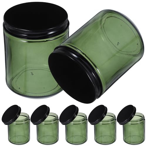 Operitacx Lot de 12 Pots à Bougies en Verre Vert de 250ml avec Couvercles Hermétiques, Design Moderne et Transmission Lumineuse Uniforme, pour Stocker Crèmes ou Thés