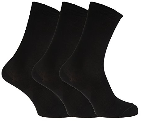 Womens/Ladies Extra Fine Silk Touch Bamboo Socks (3 Pairs) (UK 4-7 EUR 37-41) (Black)