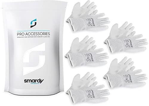 smardy 5 Paar Antistatische ESD-Handschuhe Touchscreen-fähig Größe XL (10), Schutzhandschuhe für Arbeiten an Elektronik, PC, Kamera, Objektiven – Schutz vor Fingerabdrücken & statischer Aufladung
