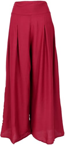 Boho Hosenrock, weite Sommerhose, Damenmode, Viskose, dunkelrot, L/XL