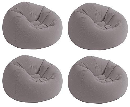 Intex Aufblasbarer Sitzsack aus Kordsamt, ohne Sitz, Grau, 4 Stück