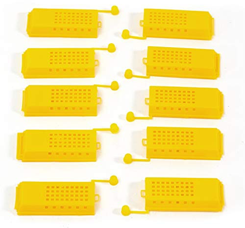xtradefactory 10x Bienen Versand- und ZUSETZKÄFIG für Imker | Kunststoff, 8x3,6 cm | Praktischer Aufzuchtbecher, Bienenkiste, Transportbox, Bienenkönigin Käfig