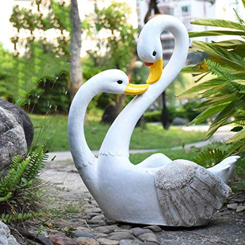ZNKZJ White Swan Planter Pot Harz,Kreative Tiere Gartenskulptur Sukkulente Blumentopf Behälter Ornament, Pflanzentöpfe im Freien Landschaftsdekoration,White_E
