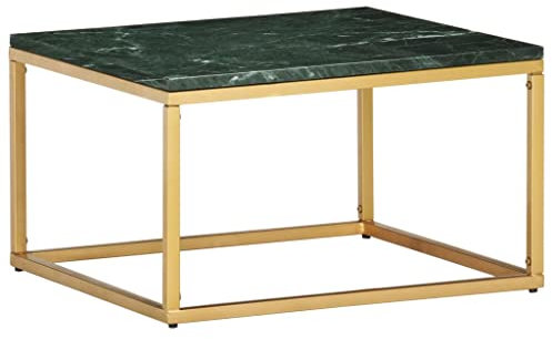 vidaXL Couchtisch Beistelltisch Wohnzimmertisch Kaffeetisch Sofatisch Teetisch Tisch Grün 60x60x35cm Echtstein in Marmoroptik Eisenrahmen