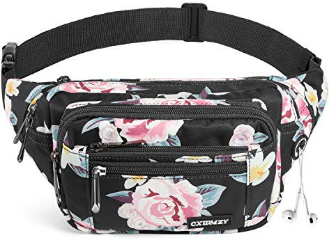 CXWMZY Bauchtasche für Damen und Herren, Hüfttasche mit mehreren Taschen, großes Fassungsvermögen, wasserdicht, lässig, Bauchtasche für Disney-Reisen, Freizeit, Radfahren, Laufen, Wandern, Schwarze