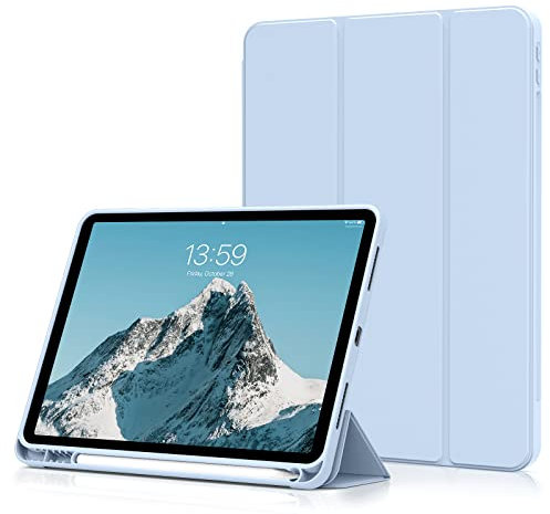 aoub Hülle für iPad Air 11 Zoll 2025 M3/M2 2024, Hülle mit Stifthalter für iPad Air 7./ 6./ 5./ 4. Generation 2022/2020 10,9 Zoll, Unterstützt Pencil Pro/USB-C, Auto Sleep/Wake, Himmelblau