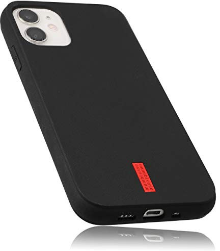 mumbi Hülle kompatibel mit iPhone 12 Mini Handy Case Handyhülle, schwarz mit rotem Streifen - 5.4 Zoll