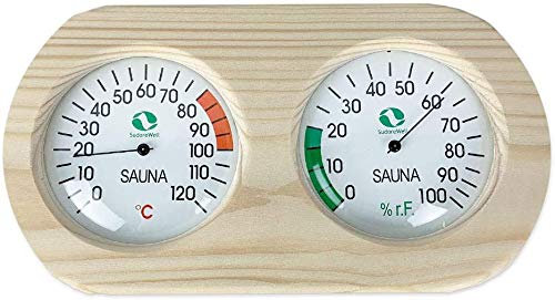 Sudorewell Sauna Thermomètre + hygromètre pour sauna - cadre en bois