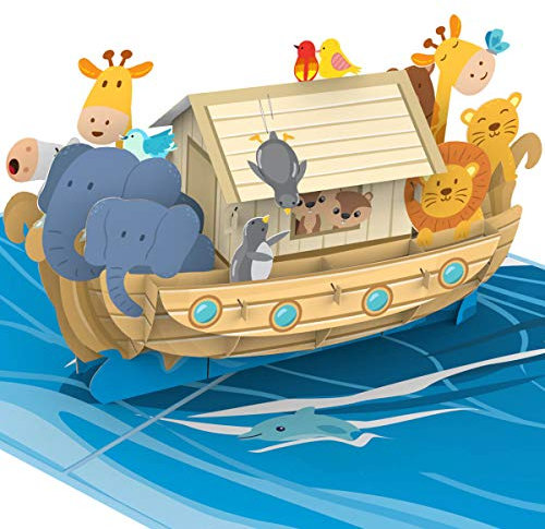 papercrush® Pop-Up Karte Arche Noah - 3D Taufkarte für Mädchen & Jungen, Geburtstagskarte für Kinder - Popup Glückwunschkarte zur Taufe von Patenkind, Geldgeschenk für Kommunion & Kindergeburtstag