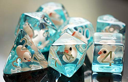 Pen and Paper Würfelset, Duck Edition, 7-teilig, ideal für Dungeons and Dragons (D&D) und viele weiteren Pen & Paper Rollenspiele