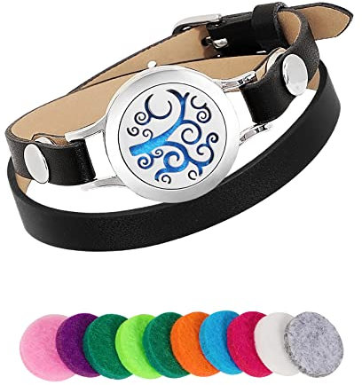PHOGARY Aromatherapie Armbänder, Armreifen, mit Lederarmband für Valentinstag, Muttertag, Geburtstag, Geschenk