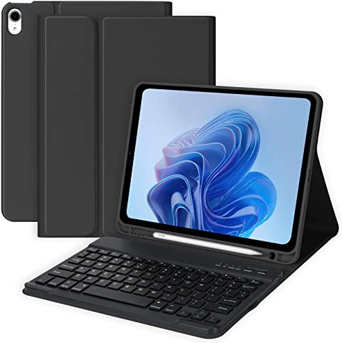 BQSS Funda Delgada con Teclado Inteligente para iPad Air 5ª generación 2022/Air 4ª generación 2020 10.9 Pulgadas/Pro 11 Pulgadas 2018, Teclado inalámbrico Desmontable, Soporte para lápices