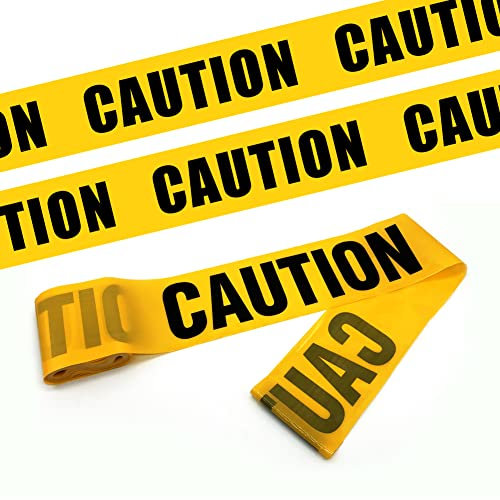Gelbes Warnband, Caution Barricade Sicherheitsband schwarzem Schrifttext, maximale Lesbarkeit Gefahrenabstandsschild für Arbeitsplatz Gefahrenbereiche Halloween Dekorationen, 7,5cm*20m, nichtklebend