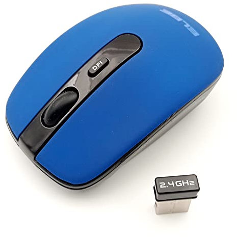 Elbe RT-110 Tragbare kabellose Maus mit wiederaufladbarem Akku von 400 mAh, Auflösungen 800, 1200 und 1600 DPI, Blau