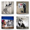 Banksy Leinwand-Bilder im coolen 4er-Set. Jedes Bilderset-F Art Wandbild ist 30x30cm groß. Tolle abstrakte Kunstdrucke zur Wand-Deko für Wohnzimmer, Schlazimmer, Flur, Büro