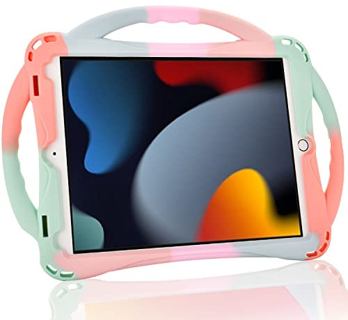 TopEsct - Funda para niños para iPad 10.2 de 9ª generación (2021)/8ª generación (2020)/7ª generación (2019), Funda a Prueba de Golpes Compatible con iPad de 7ª/8ª/9ª generación 10.2 (Verde Colorido)