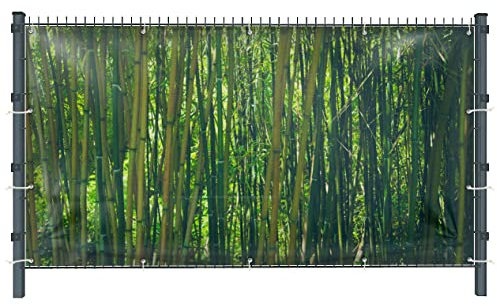 Warenfux24 Bambus (3119) - Gartensichtschutz, Motivbanner, Sichtschutz Garten, Gartendeko, 251 x 143 cm, Mesh (winddurchlässig)