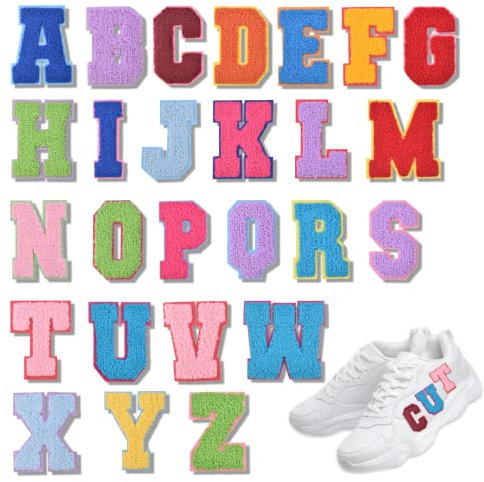 DIYJEP Prenom 26 Stück zum Aufbügeln, für Stoff, A-Z, Buchstaben, zum Aufbügeln, für Kleidung, bestickte Buchstaben, für Hut, Jacke, Jeans (Farbe)