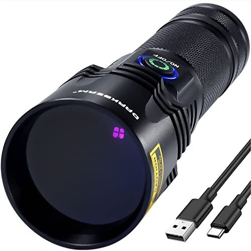 DARKBEAM UV Taschenlampe Schwarzlicht Aufladbar USB-C, Ultraviolett 365nm LED Licht Woodsche Lampe, Schwarzlichttaschenlampen Blacklight für Erz, Heimtierurindetektoren, Harzaushärtung mit Akku, B14