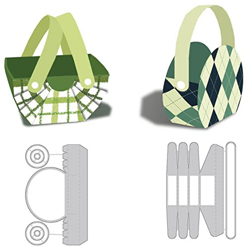 BENECREAT 2 Styles 3D-Korb-Stanzformen, Geschenkbox Metallprägeschablonen Gestanztes Set Für Karten Scrapbooking Und DIY Bastelalbum Papier Kartendekor, 0.8 mm Dick