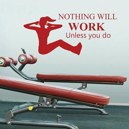 Design Einfache Tapete Arbeit Sit-ups Fitness-Vinyl-Wand-Aufkleber-Aufkleber Gym Sport wasserdichte Tapete Decoratio 88X42CM