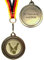 Pokal-Fabrik - Bowling-Medaillen 10er Set Metall mit Wunschtext - Bowlingmedaille golden zum Umhängen für Siegerehrungen - Medaillen Kinder mit Deutschlandband & Emblem für Vereine & Turniere