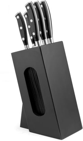 Sabatier Trompette Vulcano - Bloc spaghetti en bois noir 5 couteaux de cuisine