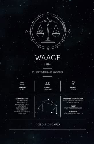 Sternzeichen Waage: Notizbuch astrologisches Sternzeichen