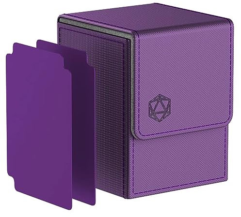 Pulchra Sammelkarten Box mit 2 Trennfächer für 110 Karten, Deck Box - Karten Halter für Spielkarten zum Sammeln und Tauschen - Würfel Design (Lila)