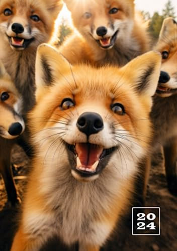 2024: 1 Woche auf 2 Seiten Kalenderbuch | Wochenplaner A5 Taschenkalender | Terminkalender Planer | Organizer Terminplaner | Buchkalender Jahresplaner | Wochenkalender Fuchs Selfie