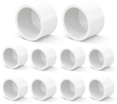 1 inch PVC Fitting End Cap, 10-Pack Pipe Elbow Connectors, Furniture-Grade SCH40 PVC Pipe Fittings for Greenhouse, Frames, Sheds, Pet Beds, Pet Enclosures, Hydroponic and Tent Structures