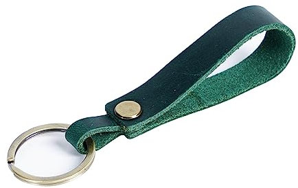 AIGUONIU Echtes Leder, Retro, handgefertigt, Schlüsselanhänger, Auto-Schlüsselanhänger, Geldbörse, Herren, Grün, EinheitsgröÃŸe