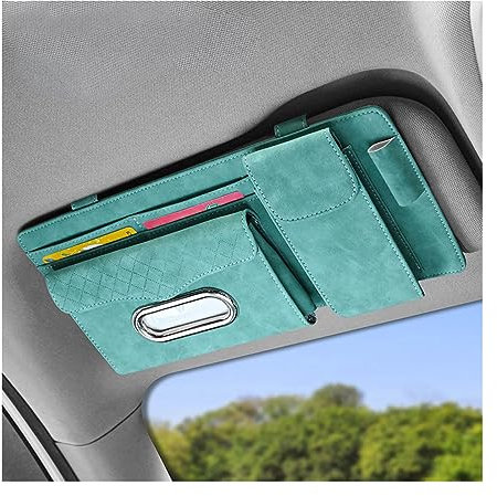 JNNJ Organisateur De Pare-Soleil De Voiture, Organisateur Pare-Soleil Voiture pour Lunettes Soleil,étui Universel pour Pare-Soleil Voiture pour Carte, Clé Licence, Téléphone, Portable(Vert Menthe)