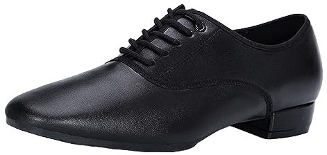 ZHENSI Herren-Latein-Tanzschuhe Moderne Ballsaal-Schuhe Weicher Boden Niedriger Absatz Atmungsaktiv Für Drinnen Und Draußen,Schwarz,42 EU
