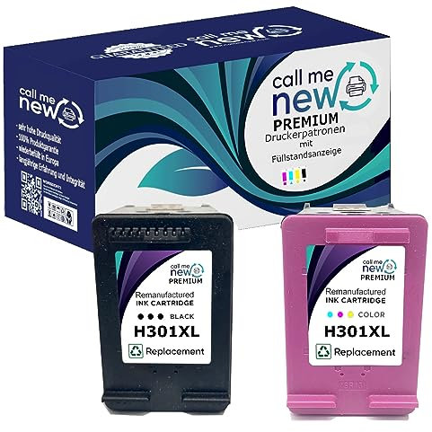 callmenew Premium DRUCKER Tinte PATRONE 301XL Remanufactured kompatibel für HP 301 XL Envy 4500 5530 4504 4502 Deskjet 2540 2544 2549 3050 Officejet 4630 4632 2620 (mit Füllstandsanzeige)