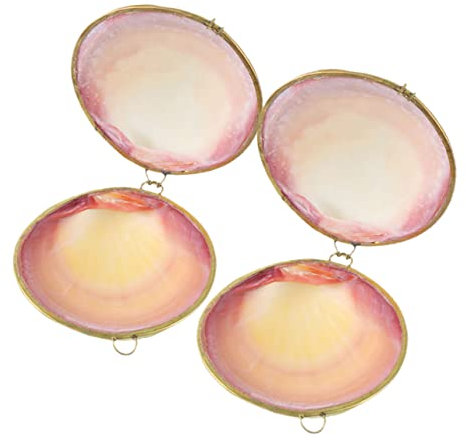 DOITOOL 2st Schale Schmuckschatulle Schmuckschale Perlmutt Ring-schmuckkästchen Muschelfigur-skulptur Zarter Muschelbehälter Aufbewahrungsteller Halskette Metall Ring Schlüsselanhänger