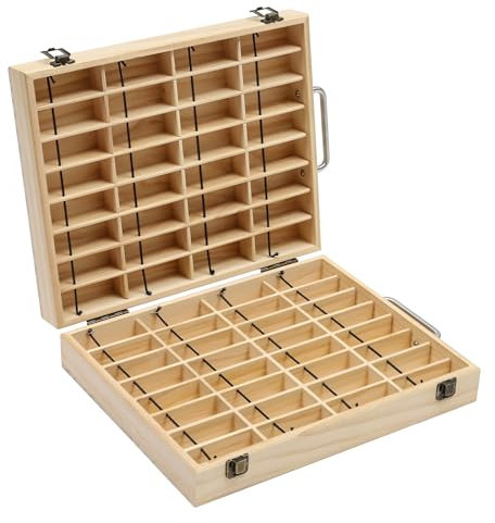 Aufbewahrungsbox für ätherische Öle, 64 Slot Ätherisches Öl Display Box Halter Organisator Holzbox Kann Nagellackständer für Nagellack, Lippenstift, Duftöle und Ätherische Öle