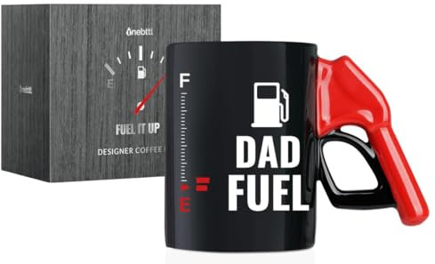 Onebttl Dad Coffee Mug with Fueling Nozzle Handle, Dad Fuel Color Changing Mug, Funny Heat Sensitive Ceramic Mug for Father's Day, Christmas
