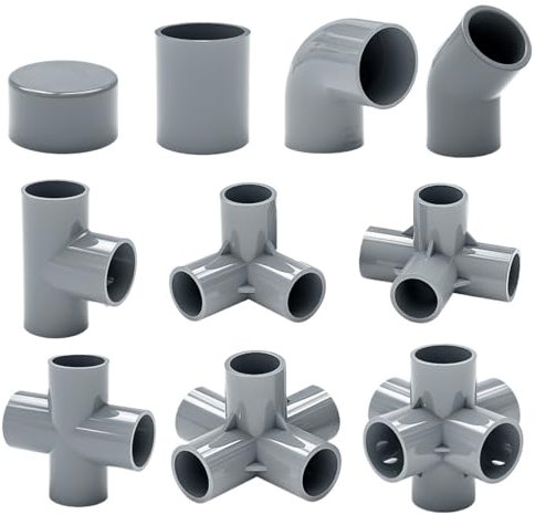 BREAKA Accesorios de tubería de PVC Gris, 20/25/32mm, 3/4/5/6 vías, Codo Recto DIY, Conectores en T Iguales, Adaptador acoplador de Tubo de Junta de plástico (Color : 6 Ways, Size : I.D 32mm)