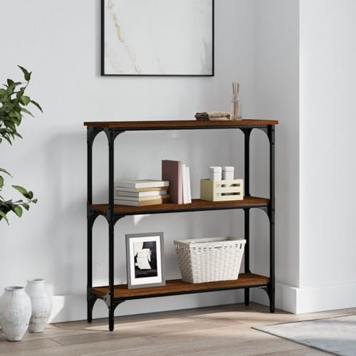 LAPOOH Mesa Consola Madera de ingeniería marrón Roble 75x22,5x75 cm, Mesa Entrada, Mesa Recibidor Estrecha, Mesa De Centro Salon, Mesa Auxiliar, Mueble Entrada - 834034