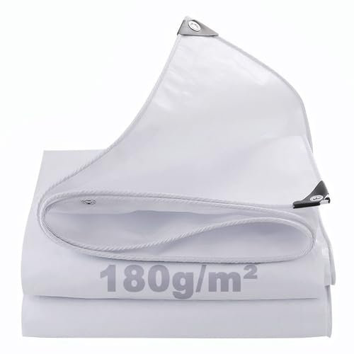 Bâche imperméable avec œillets - Bâche blanche en polyéthylène 180 g/m² - Résistant aux UV et aux intempéries - Résistant à la déchirure - Pour meubles de jardin, piscine, voiture, bateau, camping