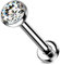 Stachelkleid Labret Piercing Titan Zirkonia Silber Push-In Ohne Gewinde Knorpel Helix Tragus Ohrstecker Tragus Lippe Universalpiercing Kugel Kristall Flach Silber/Klar, 1,2 mm, 6 mm / 3 mm