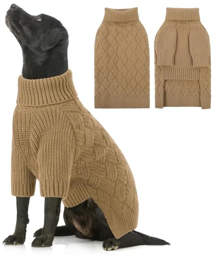 AOFITEE Hundepullover Große Hunde, Warm Strickpullover mit Geschirr öffnung | Rollkragen Hund Pullover mit Geschirr öffnung Weihnachten Hundepulli Sweater für Kleine Mittelgroße Große Hunde