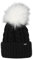 Birendy Beanie PB Mütze, Pudelmütze, Wintermütze mit großer Fellbommel aus Fellimitat, Strickmütze mit hochwertigen Strick (Schwarz mit weißer Bommel)