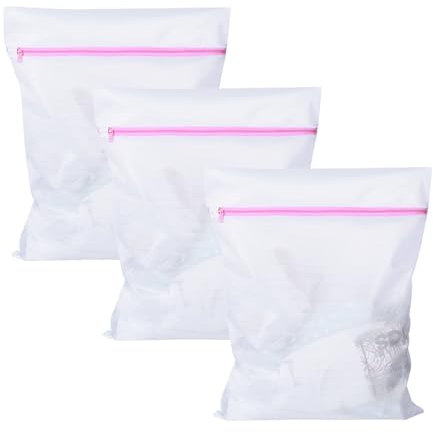3 Stück Wäschenetze 50cm x 60cm Wäschesack Feinmaschiger Wäschesack Wiederverwendbarer Netzwäschesack Wäschesack mit Reißverschluss Geeignet für Bettlaken, Kurze Ärmel, Hemden, Socken, Mäntel, Plüscht