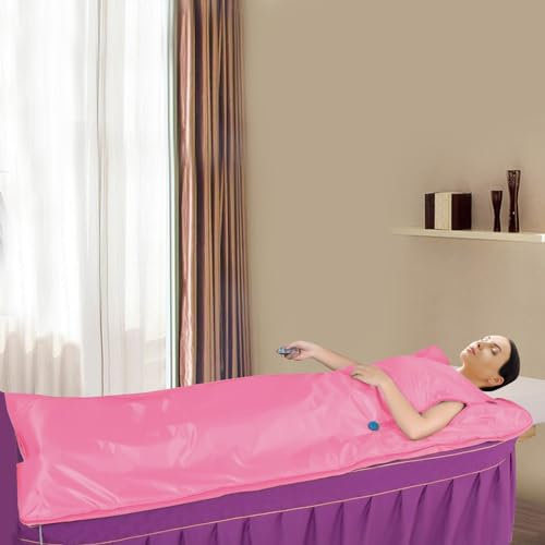 Caskunbsy Infrarot-Saunadecke mit 2 Zonen Steuerung–Mobile Detox Sauna für Körperformung,Anti-Aging Therapie und Fitness–Professionelles Saunasack für Zuhause (Rosa)