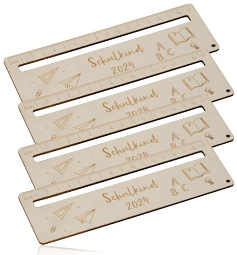Tovbmup 4 Stück Lesehilfe und Lineal für Schulkind personalisiert,Lineal mit Lesehilfe personalisiert,Personalisiertes Lesehilfe mit Lineal aus Holz,ideal als Lesehilfe für Kinder zur Einschulung
